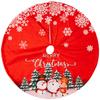 Charming Red Snowflake Tree Skirt Adorned With Festive Christmas Gnomes For Holiday Cheer
