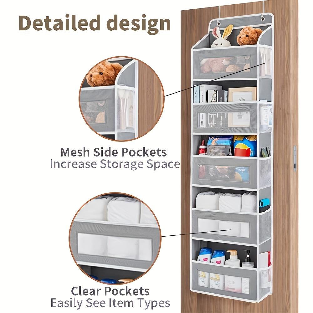 5-Tier Door Storage Box, Hanging Door Storage Box with 5 Large Capacity Pocket Storage Box for Bedroom, Bathroom, Pantry, Youngsters's Room Storage