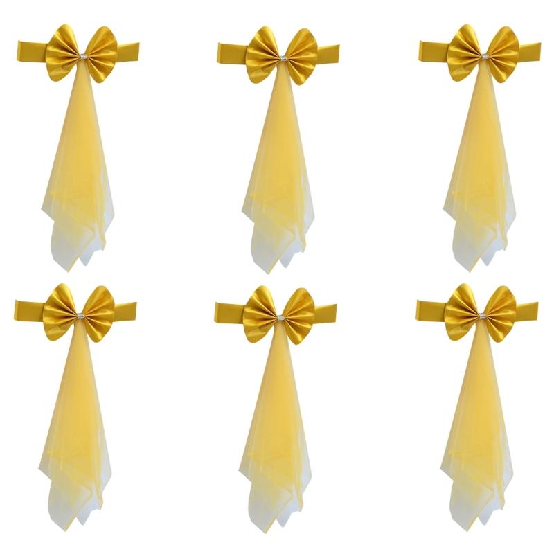 6 ks strečových spandexových šerp na židle, mašle, elastický pás na židli pro svatební dekorace