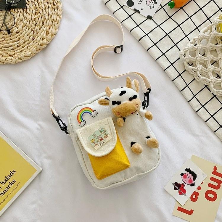 Stylish Nylon Crossbody Bag For Girls In Fresh Sweet Colors Cute Bear Motif