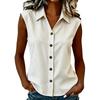 Women’s Collared Button Down Striped Sleeveless Shirt Top with Classic Fit for Daily Office Wear and Casual Outings