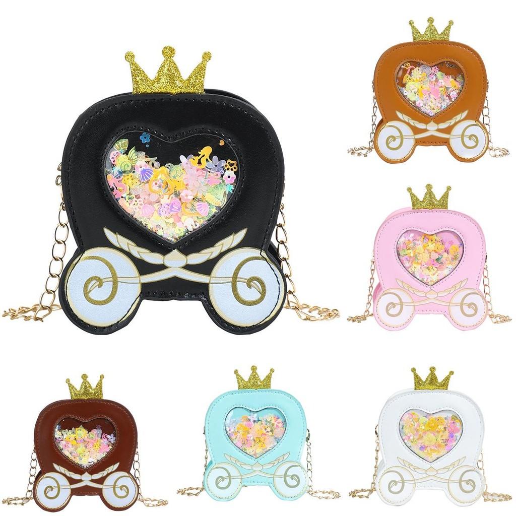 Cute Childrens Crown Princess Shoulder Bag With Girl Sequins For Dailys Use