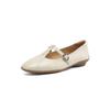 Fashion New Spring/Summer Genuine Leather Women Pumps Shoes for Women Fashion Retro Round Toe Mary Jane Shoes Ladies Handmade Beige