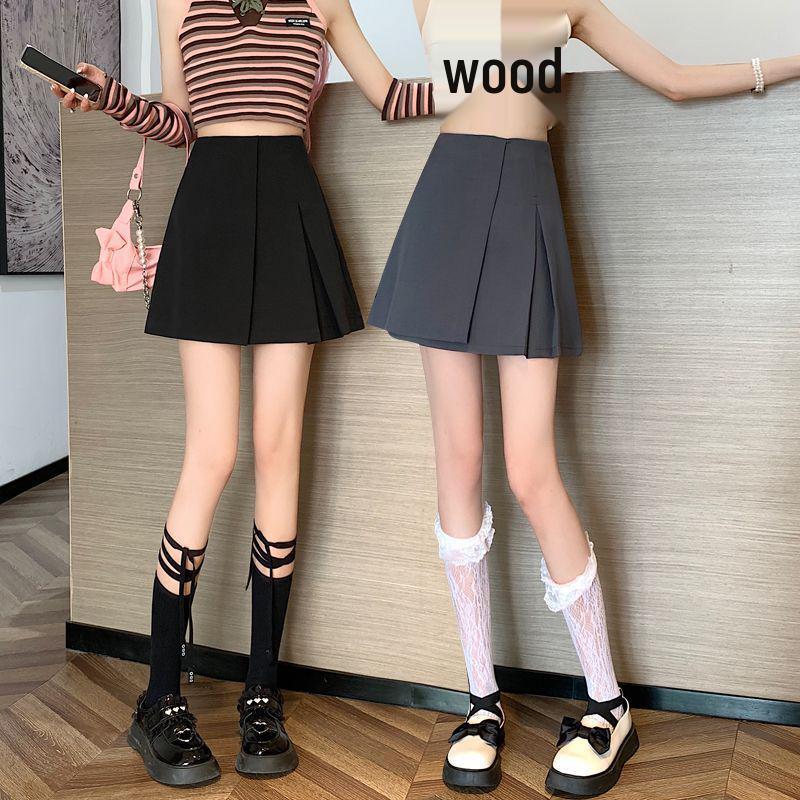 Autumn 2025 Women's Gray Irregular A-Line Mini Skirt - High-Waisted, Slimming, Hip-Hugging