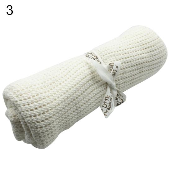 Baby Newborn Soft Warm Cotton Solid Color Knitted Crochet Rectangle Blankets