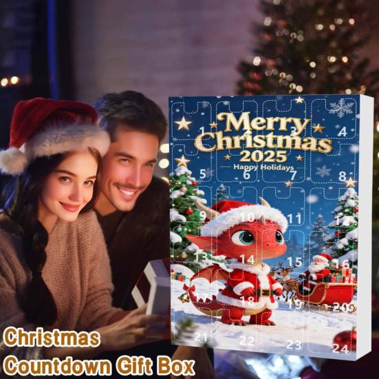 2025 Christmas Dragon Advent Calendar 24-Day Countdown Box with Baby Dragon Ornaments Multifunctional Decoration for Festive Tree Decor