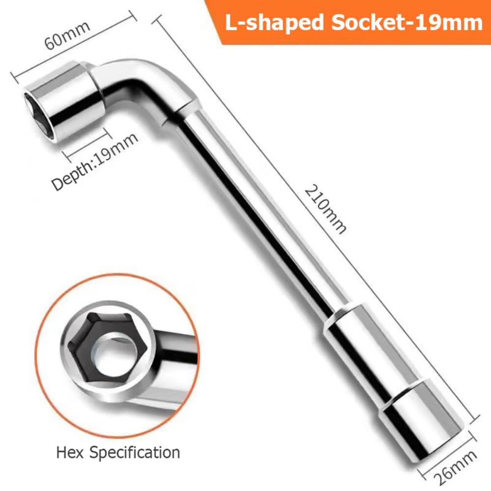 Chrome-vanadium Steel L-shaped Socket Wrench 6-19mm Hex Adapter Spanner Practical Hand Tool
