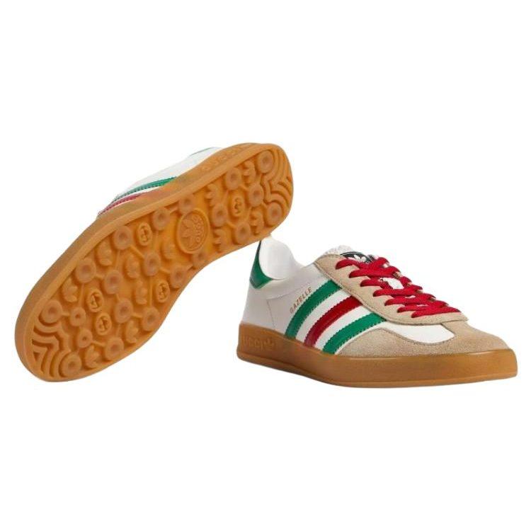 GUCCI x Adidas Originals Gazelle Leather Low top Skateboard Shoes Women's White 726488 AAA43 9547