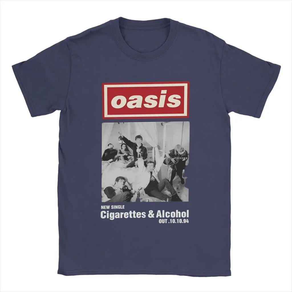 The Classic Rock Band Oasis Men's Pure Cotton T-shirt Y2K Short-sleeved Summer Fashion Trend Casual Wear Top