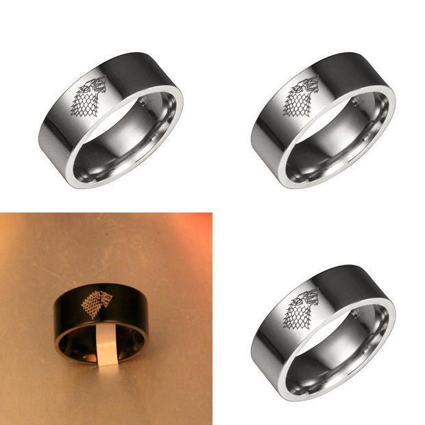 Exquisite Stainless Steel Ring Featuring The Iconic House Stark Ice Wolf Design