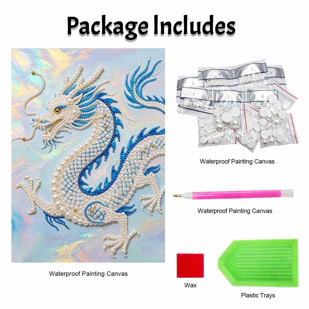 Dragon Pearl Kit 5D DIY Round Rhinestone Art Craft for Adults Home Wall Decoration Beginner Friendly Frameless Design