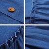 90cm Length Denim Skirts Women's Elastic High Waist Button Shirring Patchwork Ruffle Long Skirt Casual Blue Skirts Streetwear