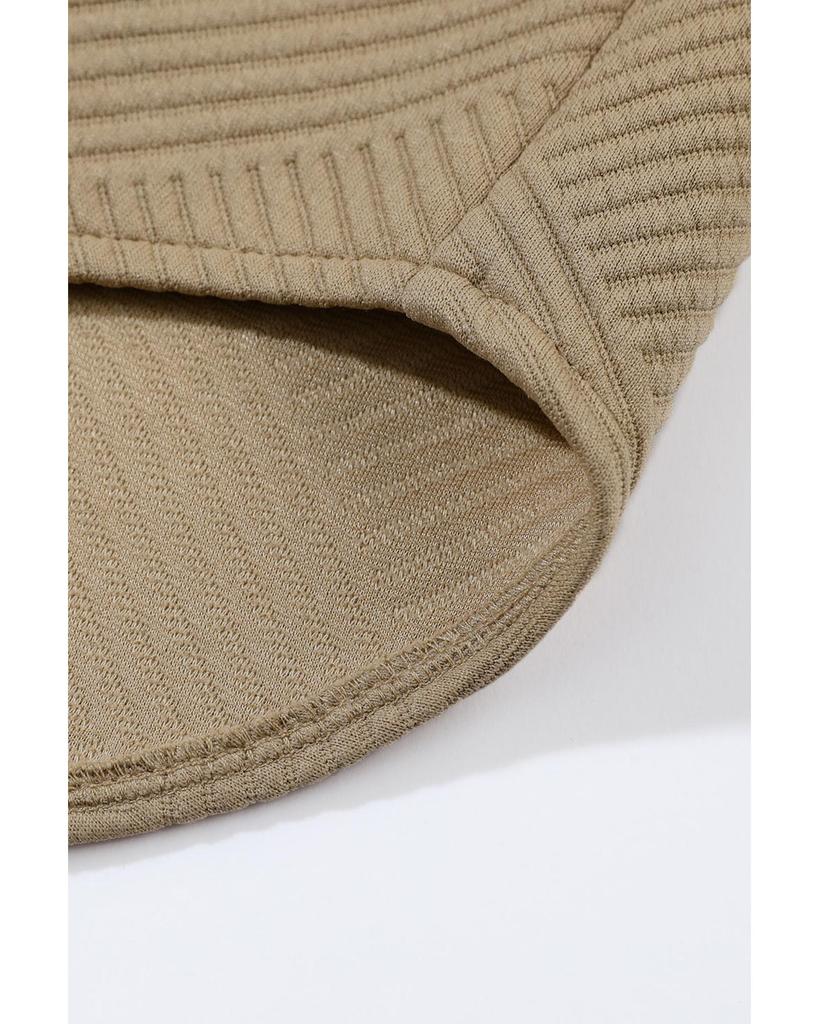Azura Exchange Khaki Solid Textured Flap Pocket Buttoned Shacket