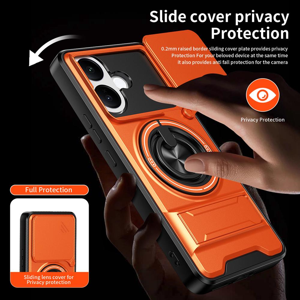 KEYSION Magnetic Phone Case for VIVO V60 Lite 5G Slide Camera Protection Upright Kickstand Ring Shockproof Cover for IQOO Z10R 5G