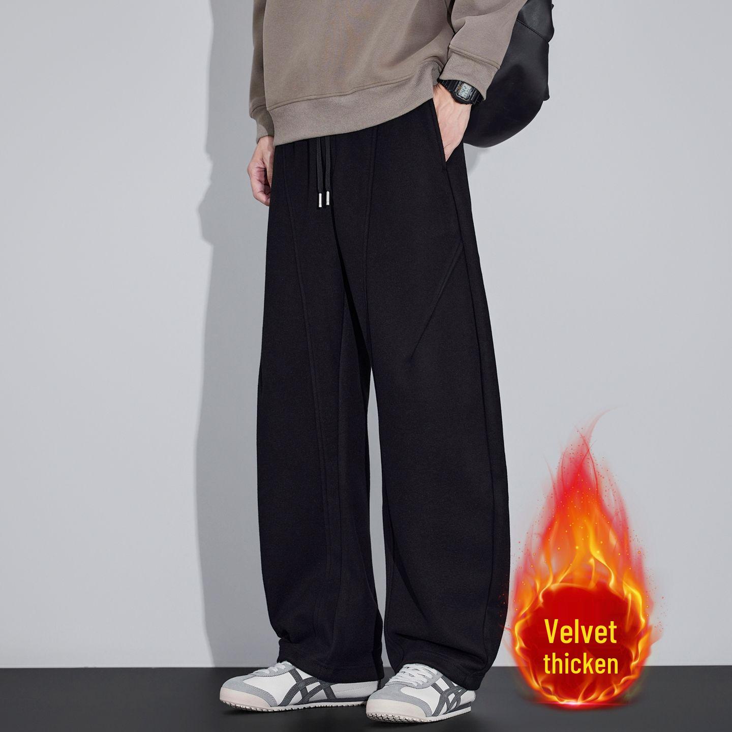 

Мужские популярные спортивные штаны на флисовой подкладке – Осенне-зимние свободные трендовые повседневные брюки прямого кроя 33 чёрный