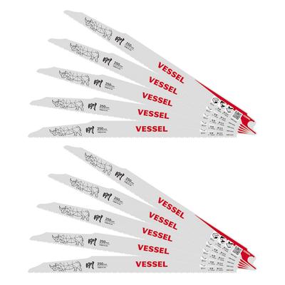 Rhino Reciprocating Saw Blade ALC 10 14 Blade 250mm Overall 10 Pieces Per (for Demolition/dismantling), & Teeth, 1.27mm Thickness, Length,