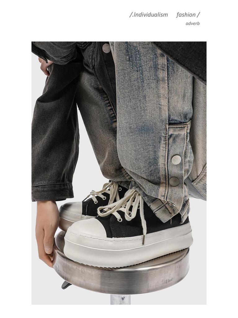 Men's Thick-Soled Height-Boost Canvas Shoes - New Casual High Street Platform Derby X273