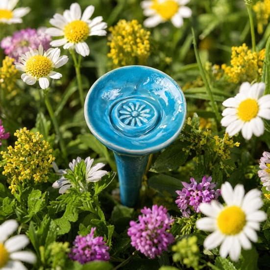 Mini Bee Watering Station Stake, Outside Pollinator Butterfly Bee Feeder Cup, Weather-proof Bee Waterer Bath Bowl for Outdoor Garden Courtyard