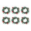 6er Set Handgefertigte Kreative Gewebte Serviettenringe Weihnachts-Kollektion mit Rotbeer-Tannenzweig-Kranz-Design