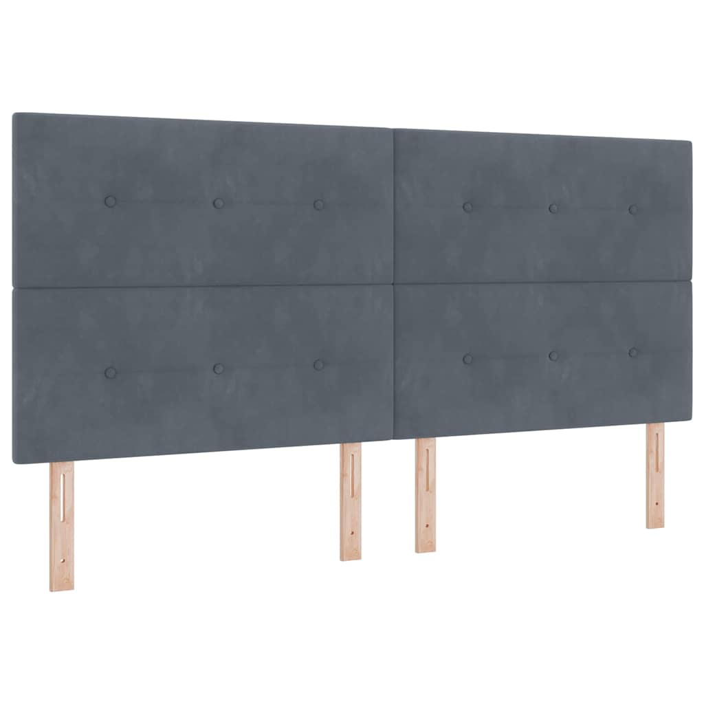 Box Spring Bed with Mattress Dark Gray 200 x 200 cm Velvet