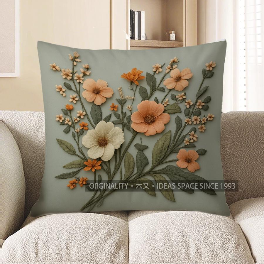 Домашний Декор Цветочный Рельефный Узор Декоративная Подушка-Плед Узор Наволочка Подходит Для Дивана Спальни Автомобиля Чехол На Подушку 40x40cm