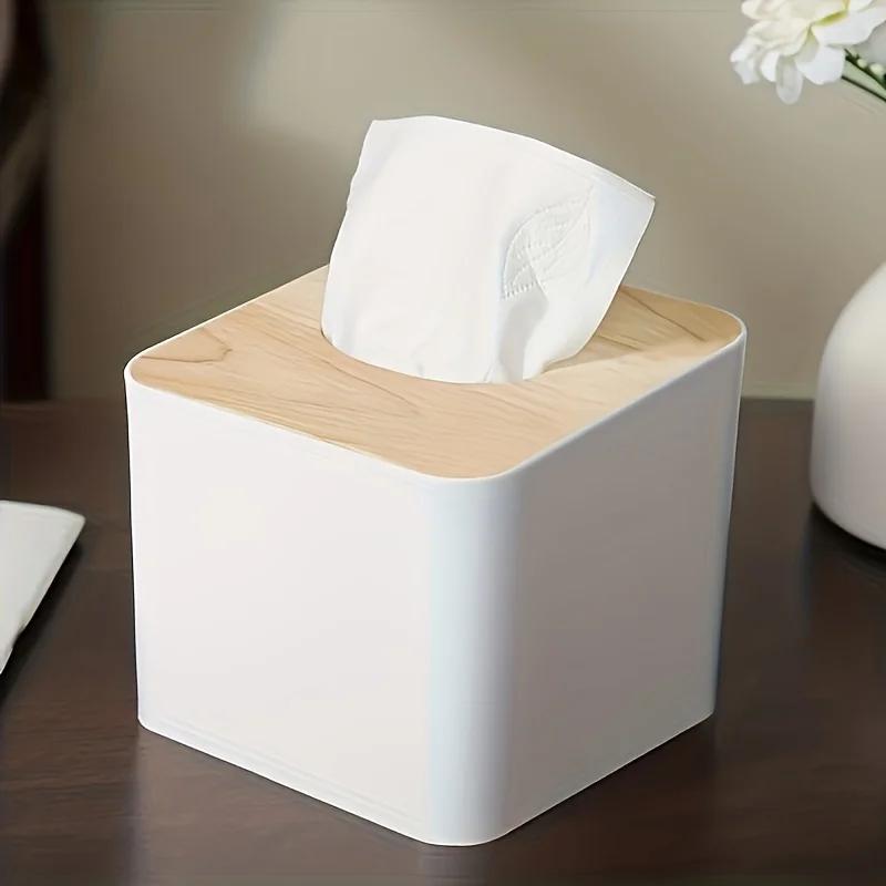 1pc/2pcs-Tissue Box Napkin Holder Case Paper Box Container Bamboo Cover Solid Wood Hotel Storage Box Home Table Decoration