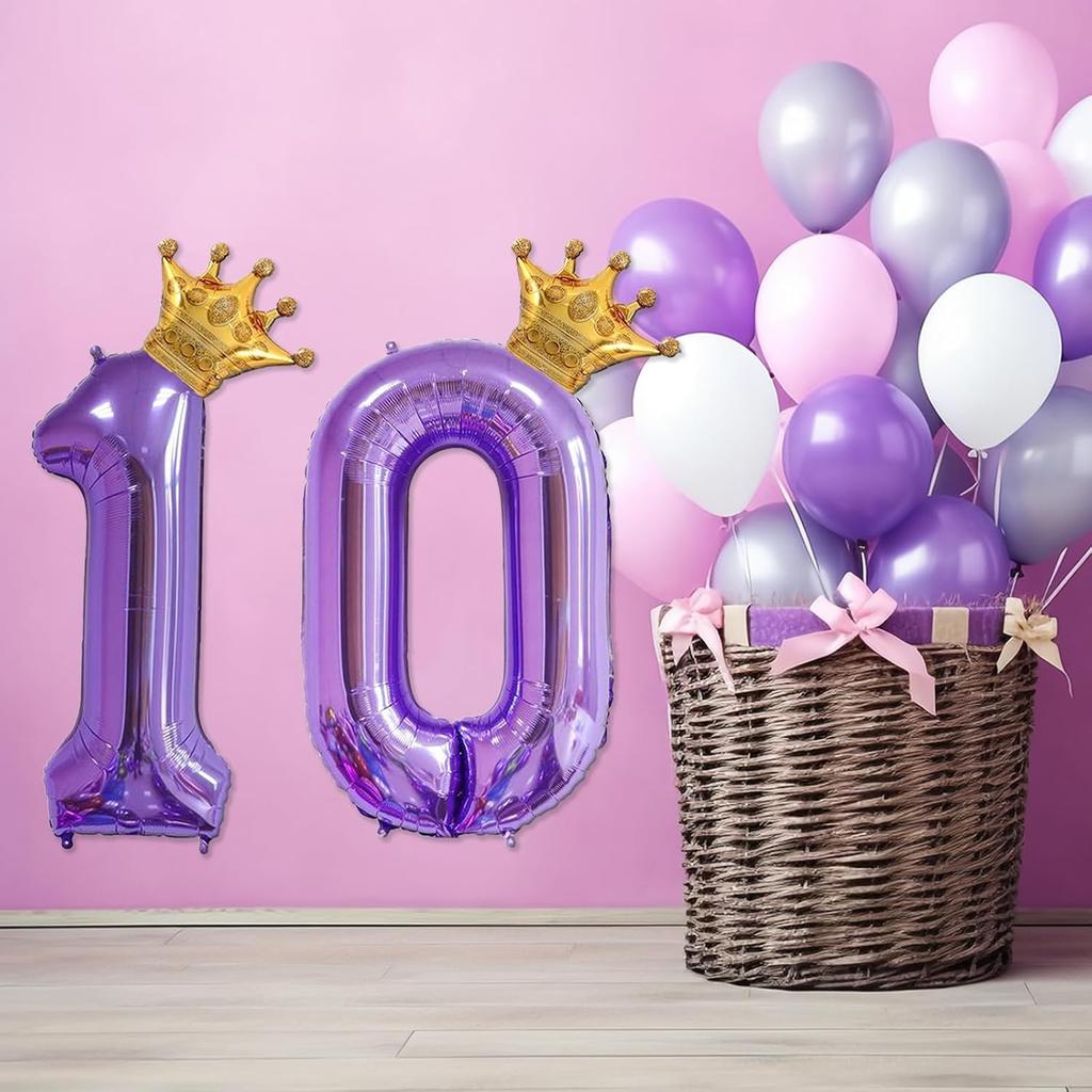 Purple 1 Balloon 40 Inch,Giant Number 1 & Mini Crown Balloons Set for Girl Boy 1st Birthday Party Decorations,Purple Birthday Party Decorations