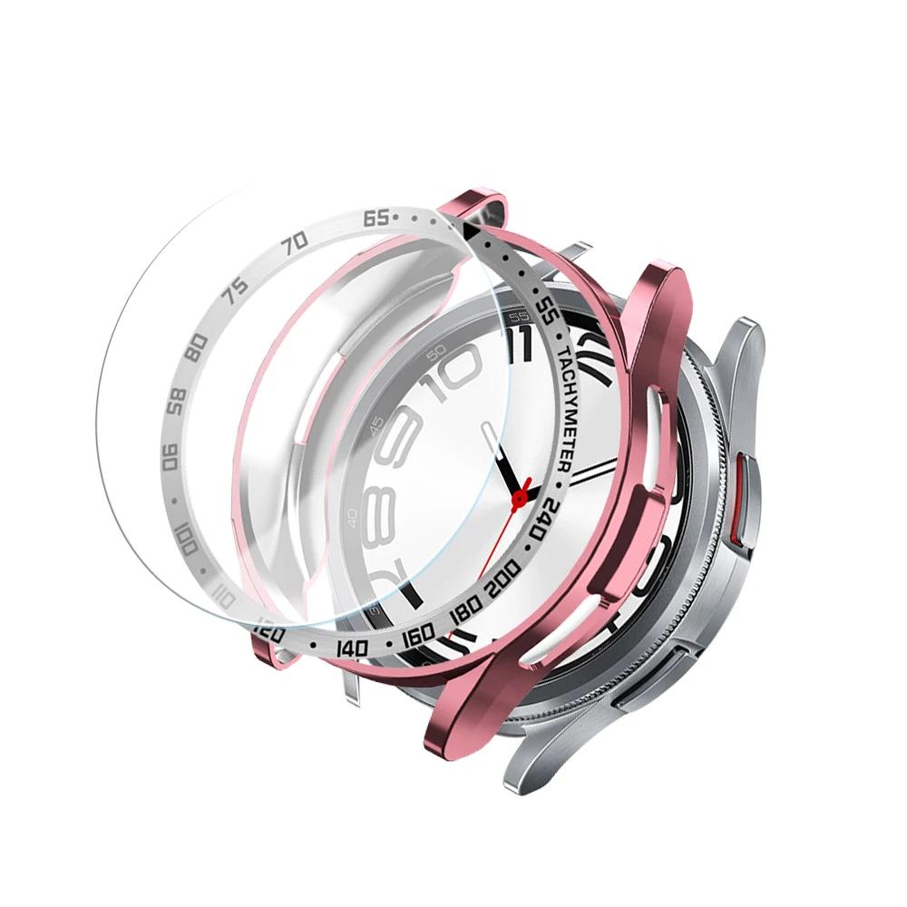 Tempered Glass+Bezel+Case for Samsung Watch 6 Classic 43mm 47mm Cover TPU Bumper All-Around Protector Clear Scratch Screen Shell