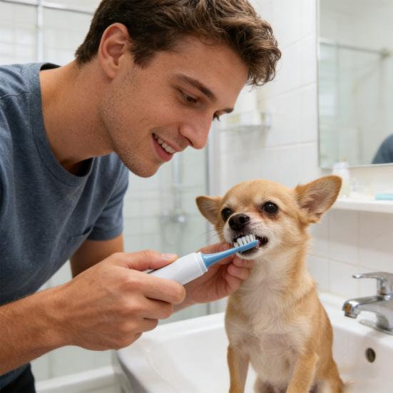 Pet Toothbrush with Travel Case Soft Silicone Brush for Dogs Cats Dual-Sided Ergonomic Removes Bad Breath Essential Oral Care Kit