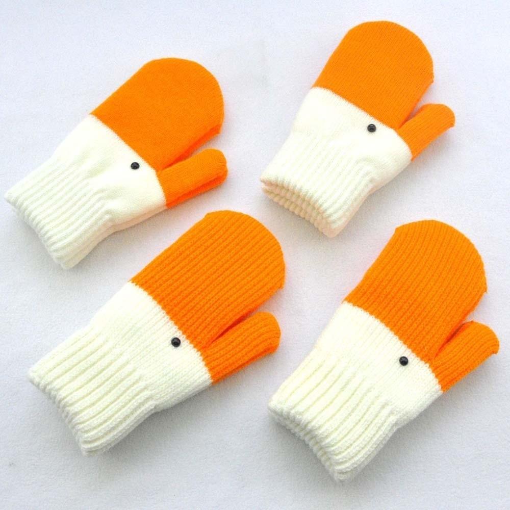 Polyester Winter Knitted Gloves Orange Anti-cold Mittens Creative Cartoon Goose Gloves  Couple