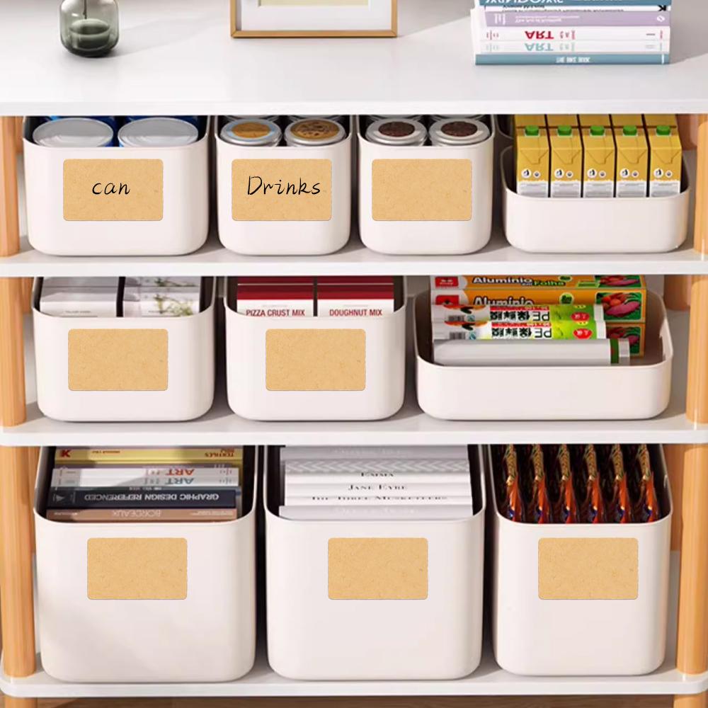 1/5roll Square Kraft Stickers Self-adhesive Blank Labels Paper Items Office Home Christmas Target Bottle Classification Stickers