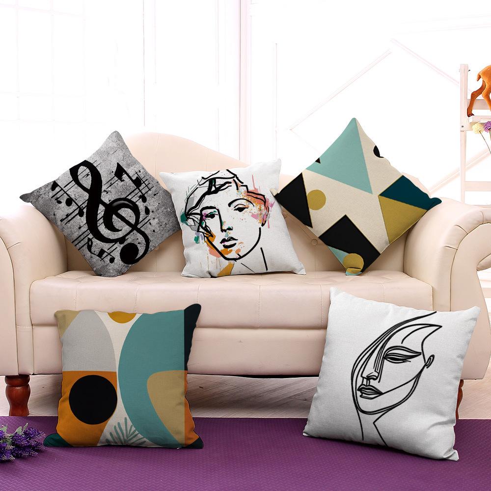 

New Pillowcase Creative Sofa Pillowcase Abstract Geometric Super Soft Pillowcase peach skin velvet 45 * 45cm