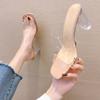Cool Slippers Outer Thick Heel Summer 20 High Heel Transparent One-word Slippers Crystal and Half Drag Cool Slippers Women