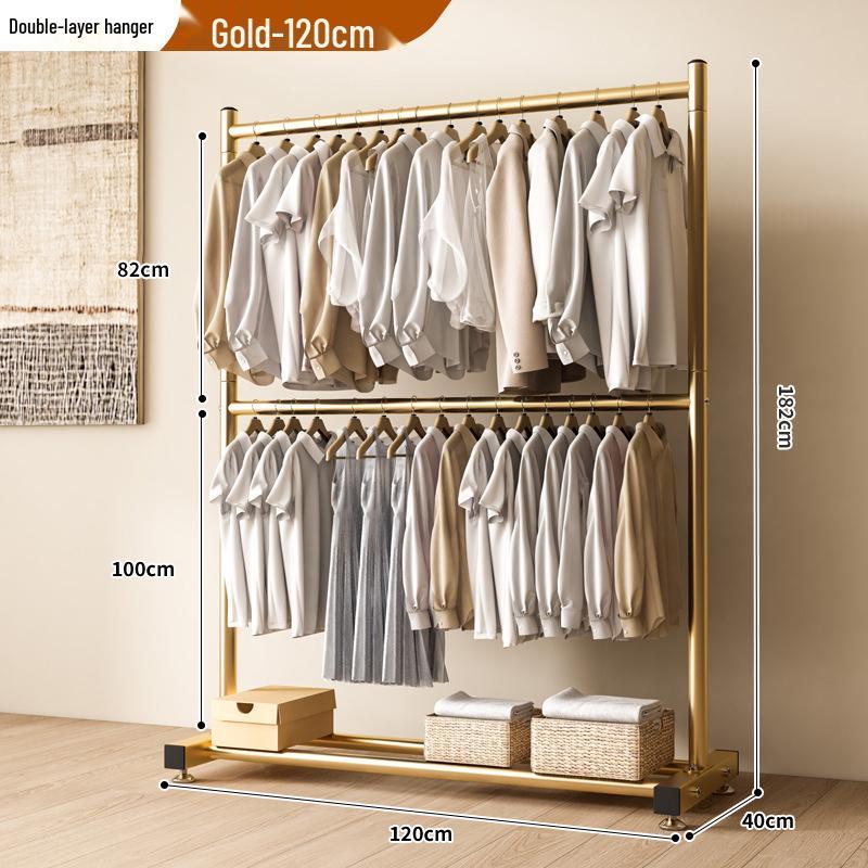 Single-Layer Clothes and Hat Rack for Bedroom or Balcony - Floor-Standing Design
