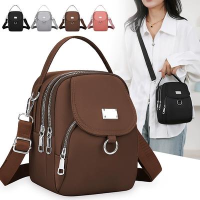 Lightweight Nylon Women's Crossbody Bag  Casual Mini Handbag with Multiple Zip Pouch  Chic Design Shoulder Bag for Everyday Use