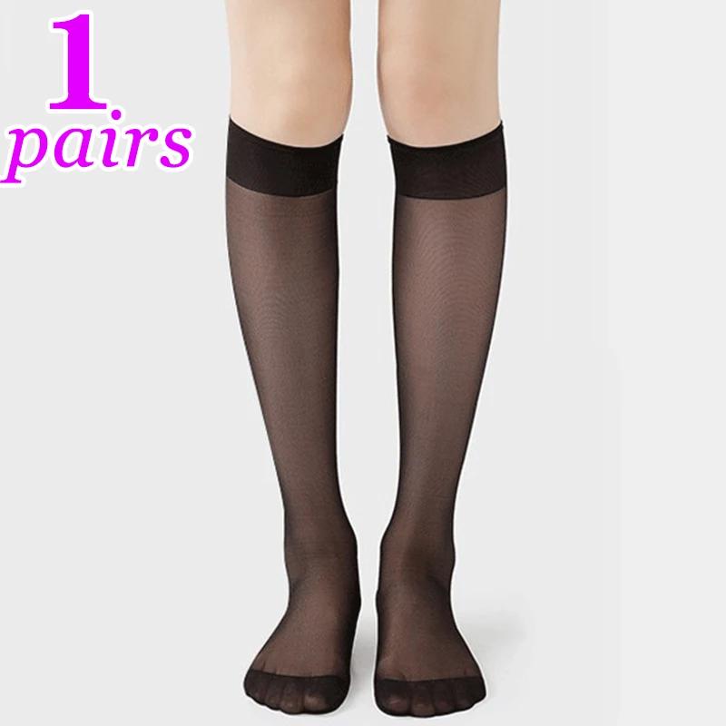

1/2pairs Lolita Silk Socks Knee Socks Tube Jk Girls Socks See Through White Black Long Socks Lolita Nylon Knee Lolita Stockings
