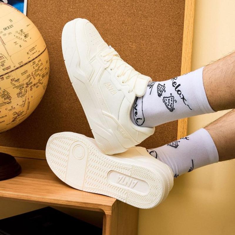 Anta C37 Series Fashion Versatile Non-Slip Shock Absorbing Wear-Resistant Low-Top Skate Shoes Men Sneaker White 112538022-1
