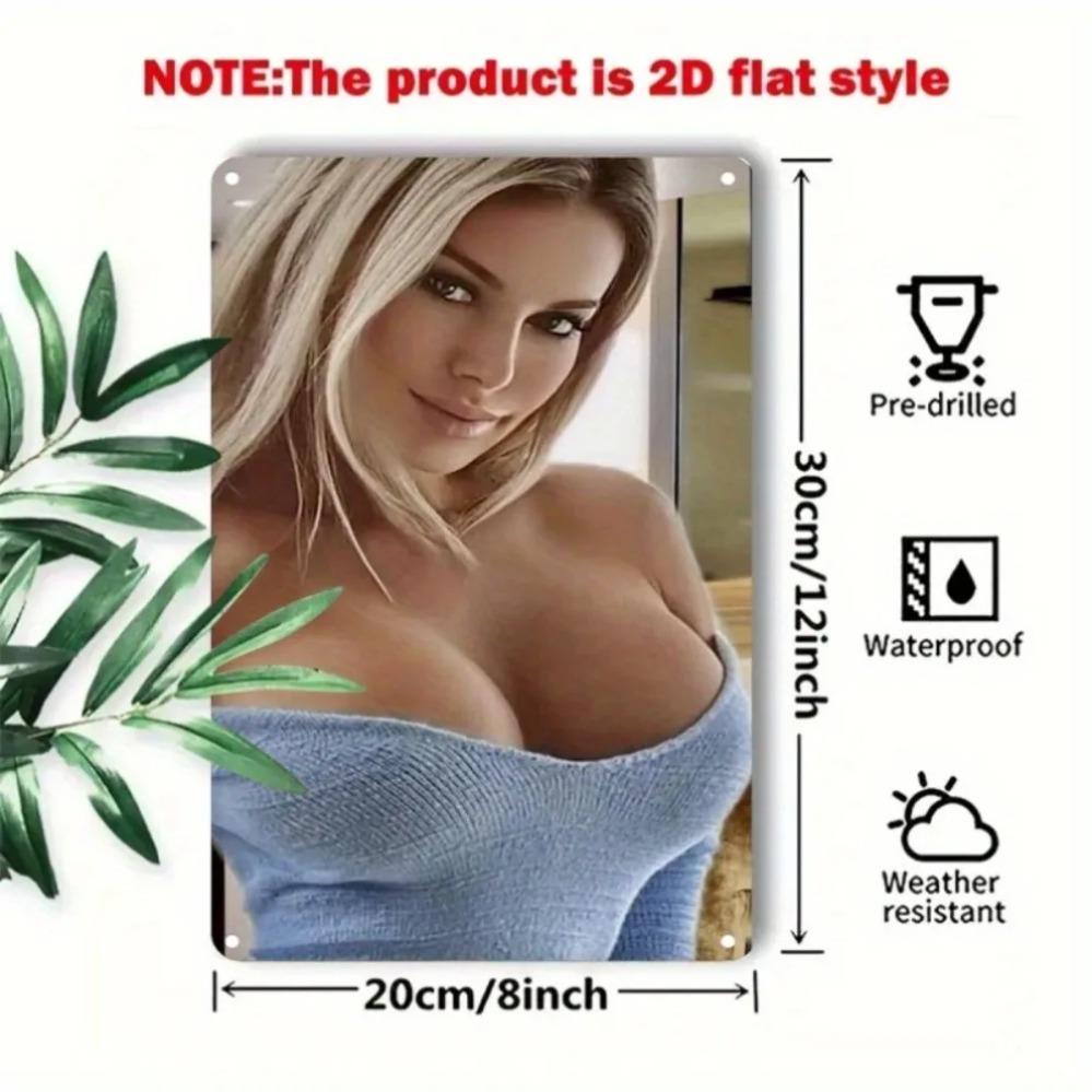 

Modern Metal Wall Art Blonde Woman Poster Home Bar Decor 20x30cm білий