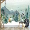 Nordic 3D Wall Mural Hand Painted Woods Valley Cartoon Fox Wallpaper Children's Room Background Wall Decor Papel De Parede 3 D