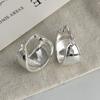 925 Silver Vintage Earrings For Women Trendy Wide Smooth Earring Jewelry Prevent Allergy Party Accessories Gift