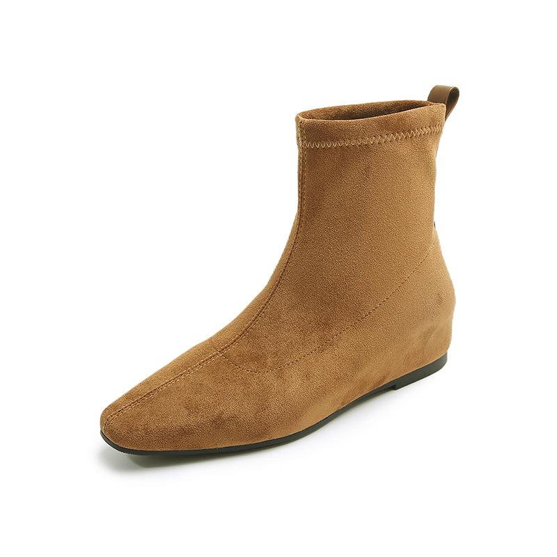2025 New Korean Version Suede Elastic Boots Daily Thin Short Boots Short Boots Sleeve Thin Boots Versatile Fashion Boots