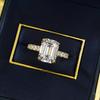 Hui Zhiyi S925 Silver High Carbon Rectangle Diamond Rock Candy Ring