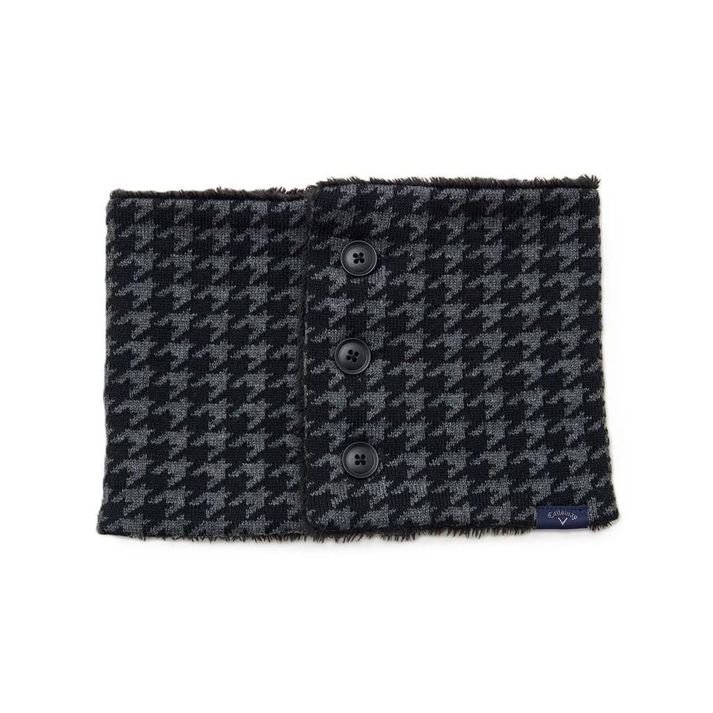 Callaway Men's Knit & Fur Neck Warmer with Button Closure, Houndstooth Pattern, for Cold Weather Golf (C25298101)