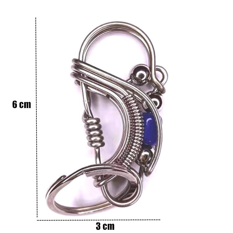 

Stainless Steel Handicraft Key Ring Hanging Pendant Buckle Blue Matte Bead Trinket Car Keyring Creative Men Gift Mini Decoration S