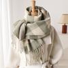 British Classic Plaid Scarf  Striped Unisex Winter Wrap, Soft Warm Windproof Tassel Edges, Versatile Male & Female Scarf