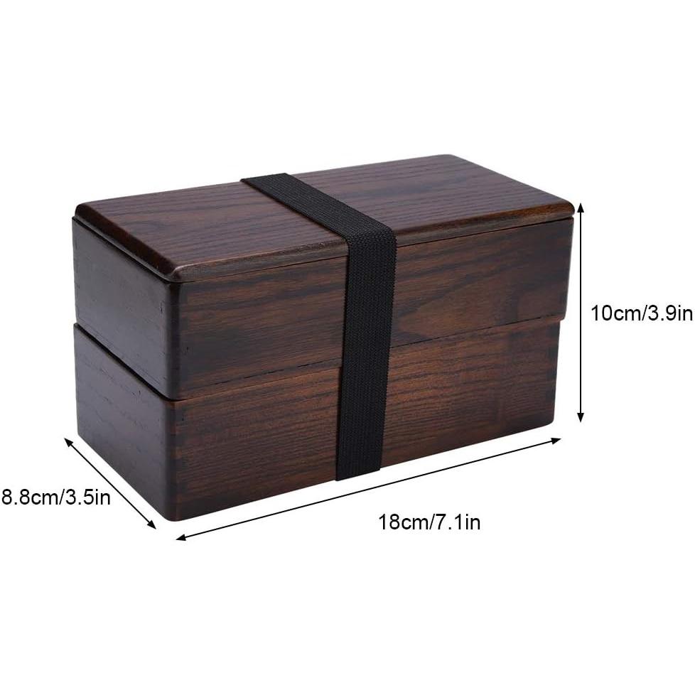 Lunch boxes, Japanese Traditional Wooden Lunch Containers Double Layer Wooden Box for Picnic Sushi