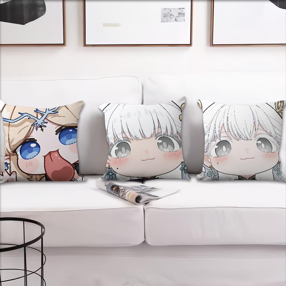 Game Wuthering Waves face Q-version cushion cover Pillow Cover Decoration Room Home Sofa living Office Car Nordic Simplicity