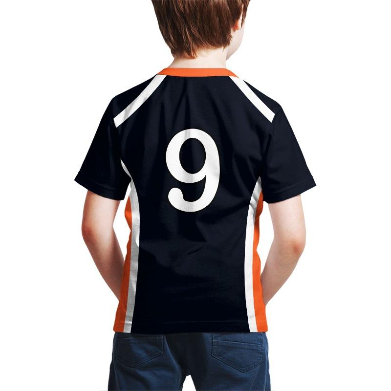 Summer Round Neck 3D Printed Volleyball Team Uniform Training Suit Anime Costume Cospaly Fashionable Casual Short Sleeved Children's Boy T-shirts
