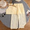 Girls' Fashionable Summer Outfit - Children's Sweet Sleeveless Top with Lace Detailing, Plus Wide-leg Pants Set