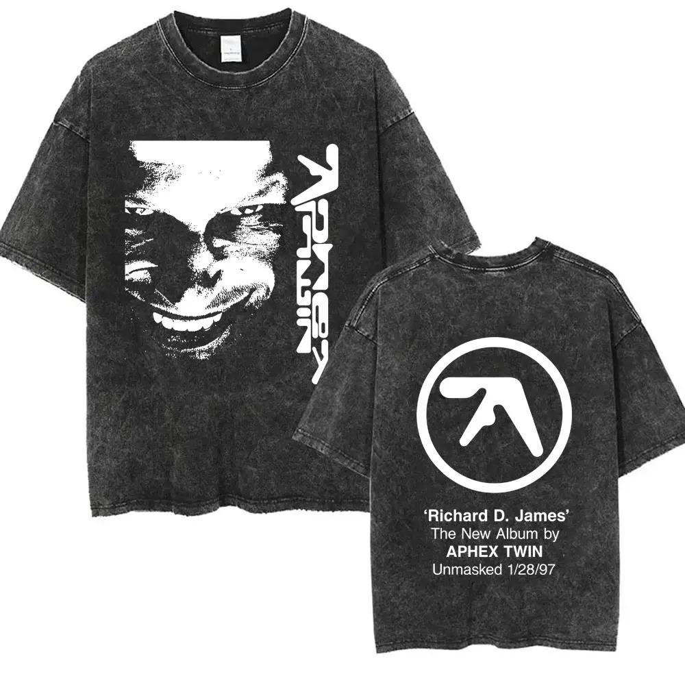 2026 Y2k T-Shirt Herrenbekleidung Neu im Top & T-Shirts Unisex-T-Shirt Gewaschen Vintage Aphex Twin Selected Ambient Works Buchstabendruck